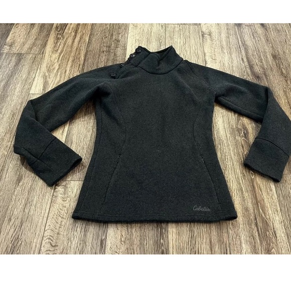 Cabelas Fleece Sweater Women’s Size Small Gray Green Long Sleeve Pullover - Picture 2 of 8